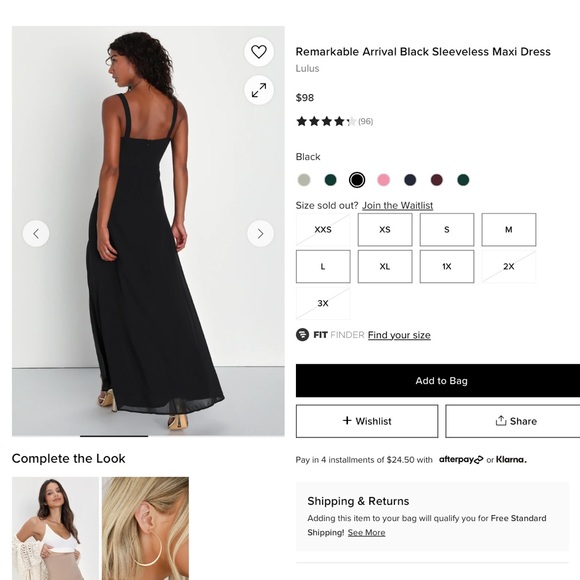 NWT XL Black Remarkable Arrival Full- length Dress Lulus - Picture 2 of 4